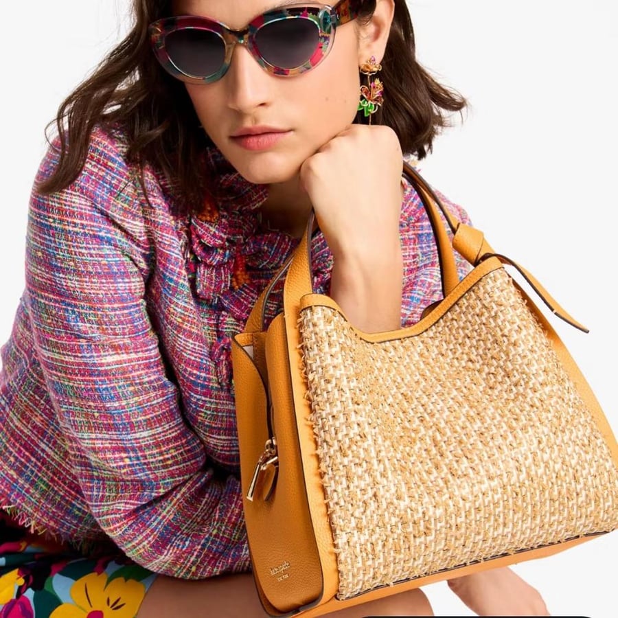 Knott Raffia Tweed Medium Crossbody Tote