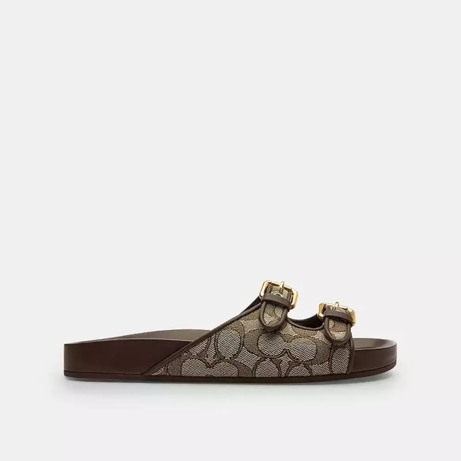 Two Band Buckle Sandal In Signature Jacquard