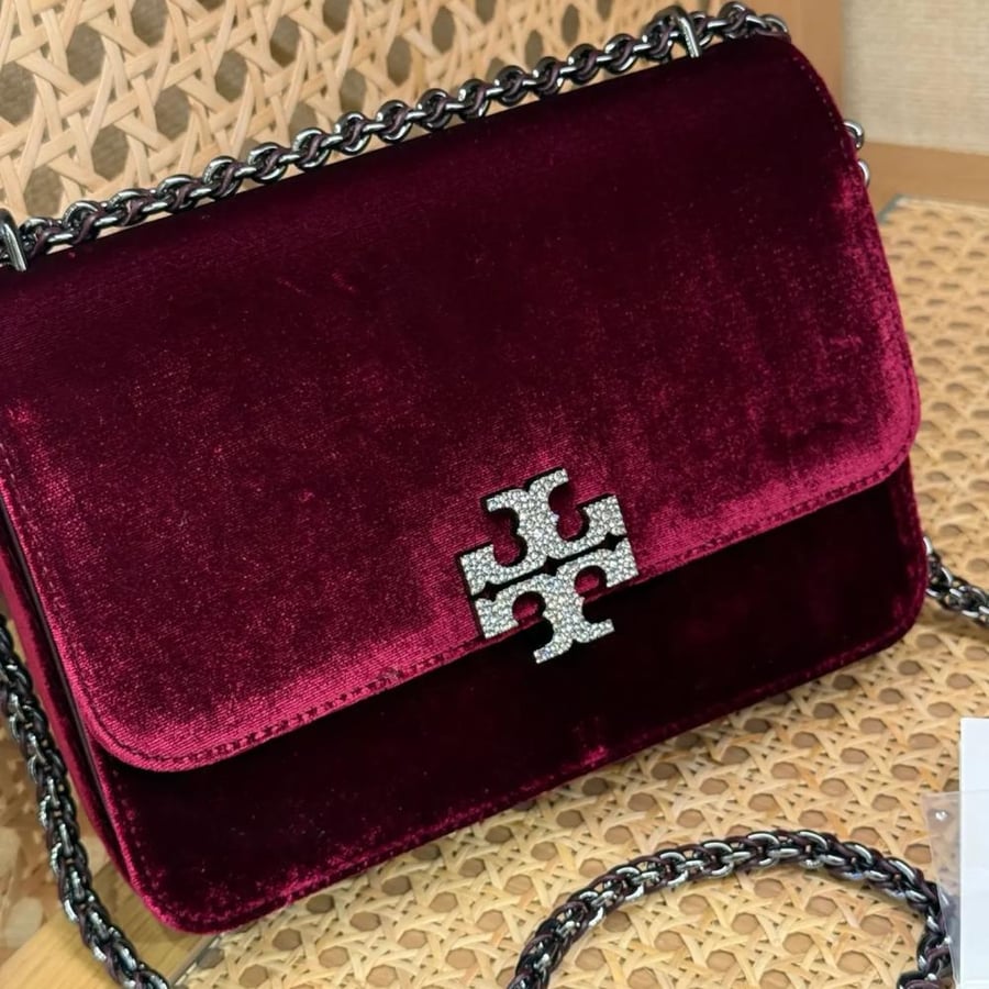 Small Velvet Pavé Shoulder Bag