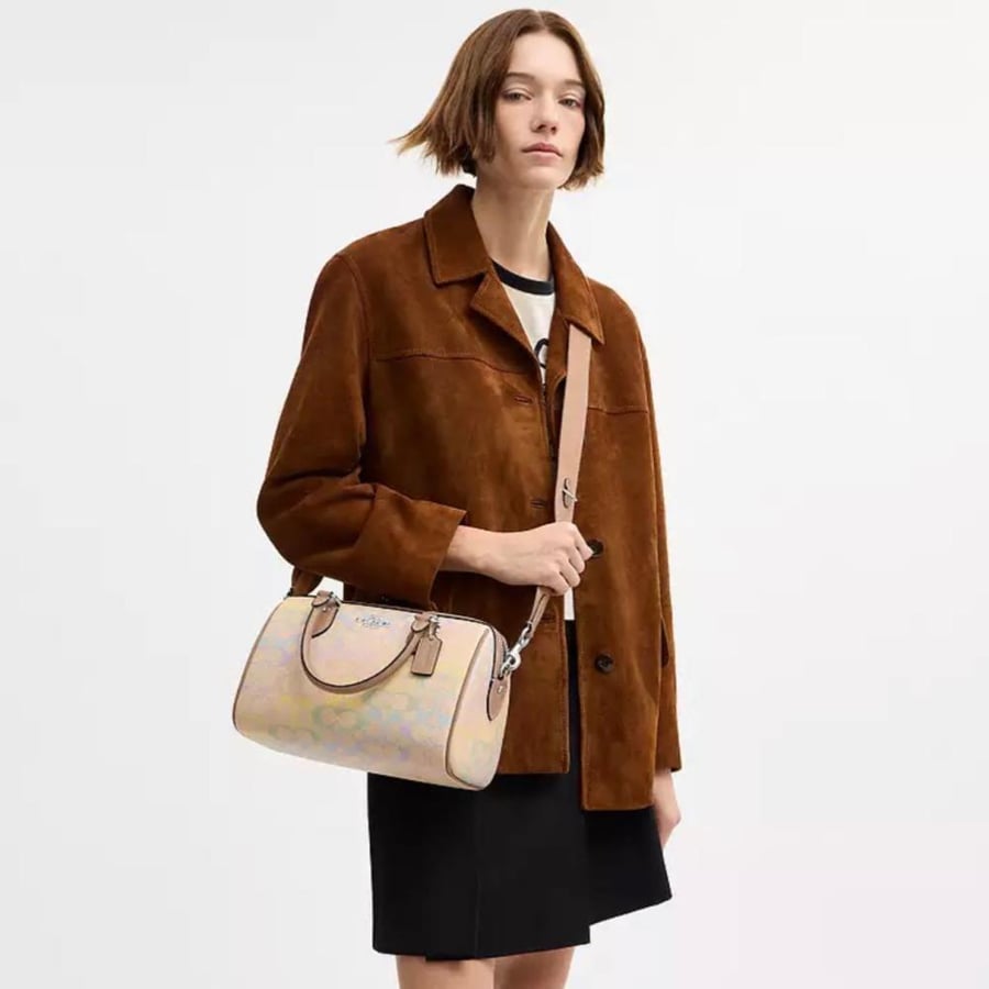 Rowan Satchel Bag In Rainbow Signature Canvas