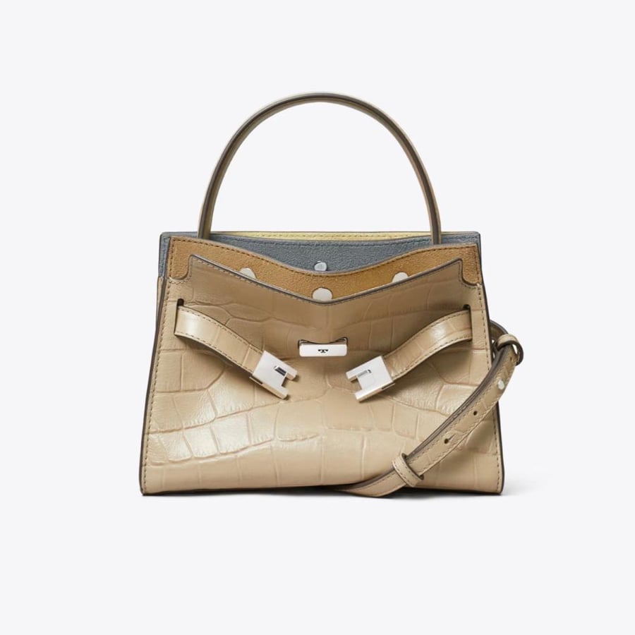 PETITE LEE RADZIWILL CROC-EMBOSSED DOUBLE BAG