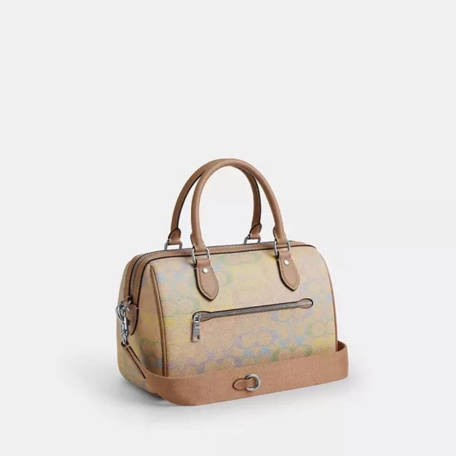 Rowan Satchel Bag In Rainbow Signature Canvas
