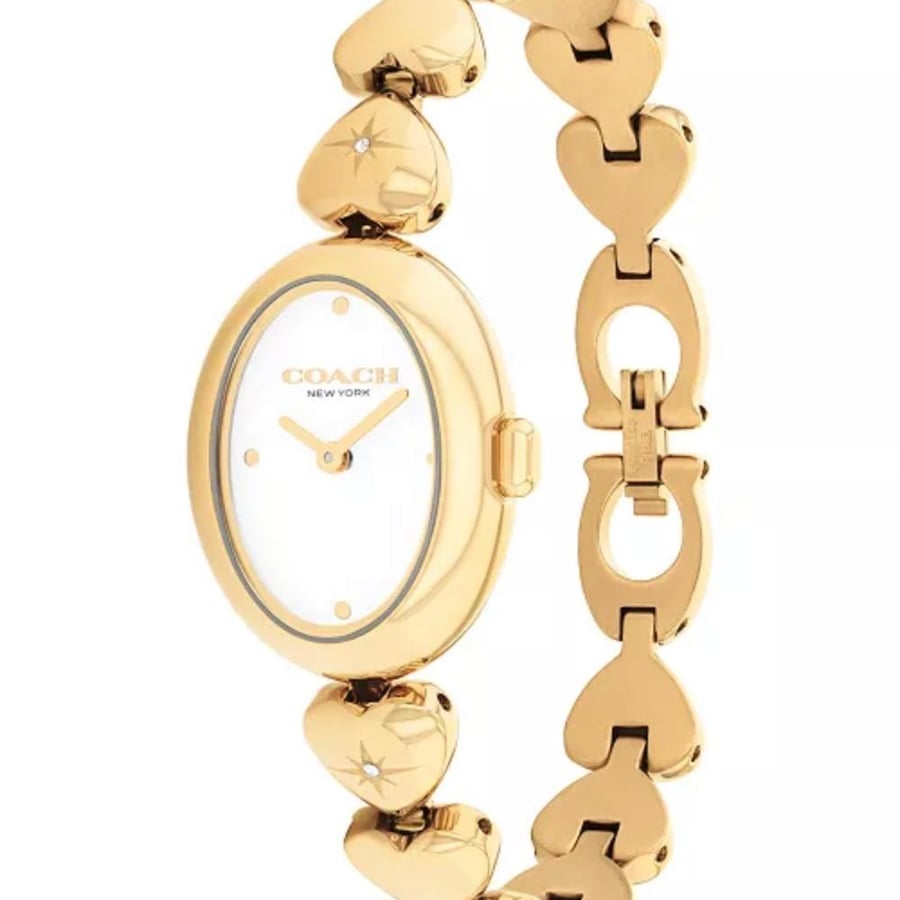 Sammy Gold Tone Stainless Steel Hearts Bracelet Watch