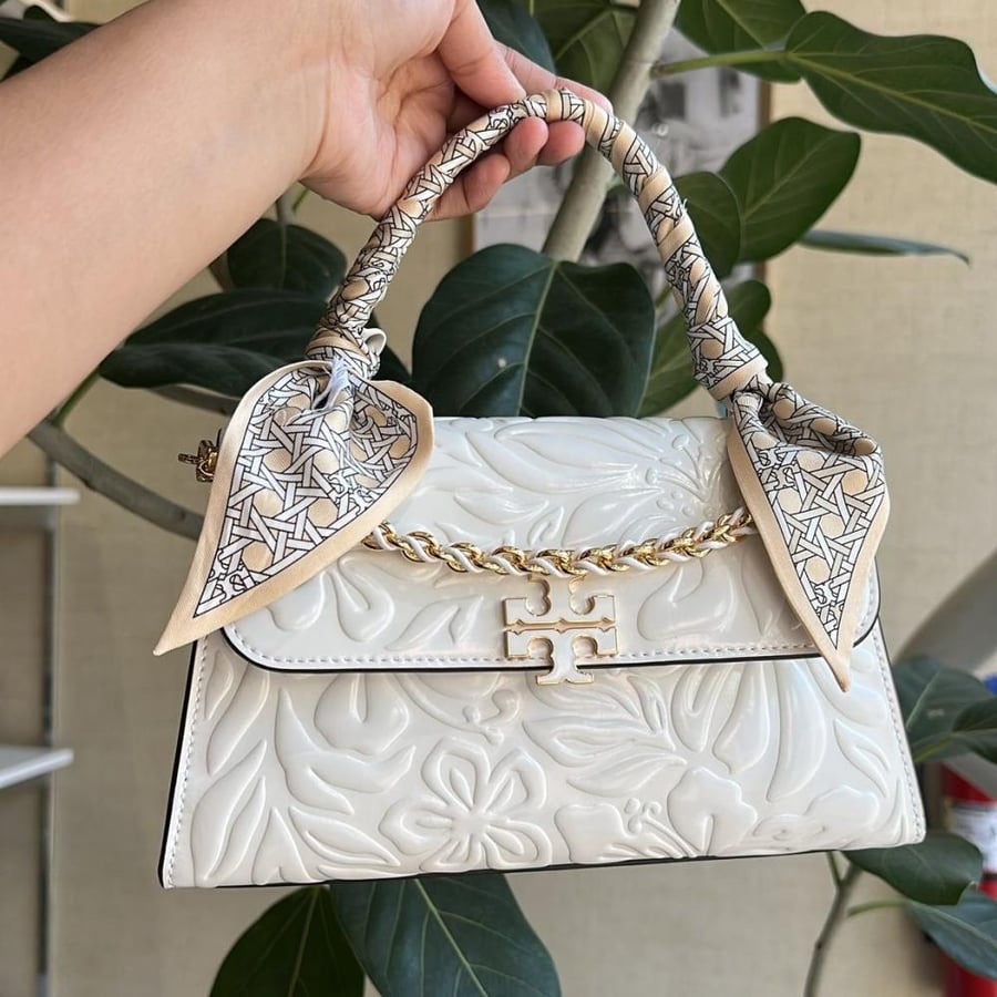 BRITTEN EMBOSSED FLORAL TOP HANDLE