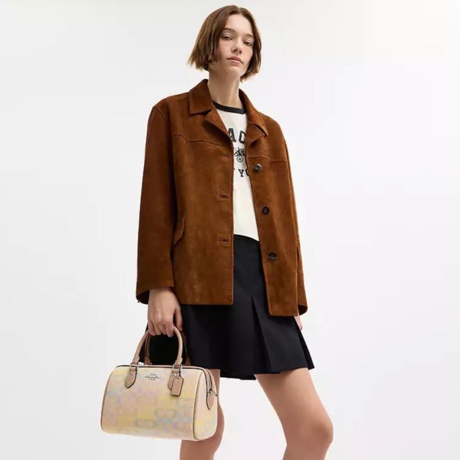 Rowan Satchel Bag In Rainbow Signature Canvas