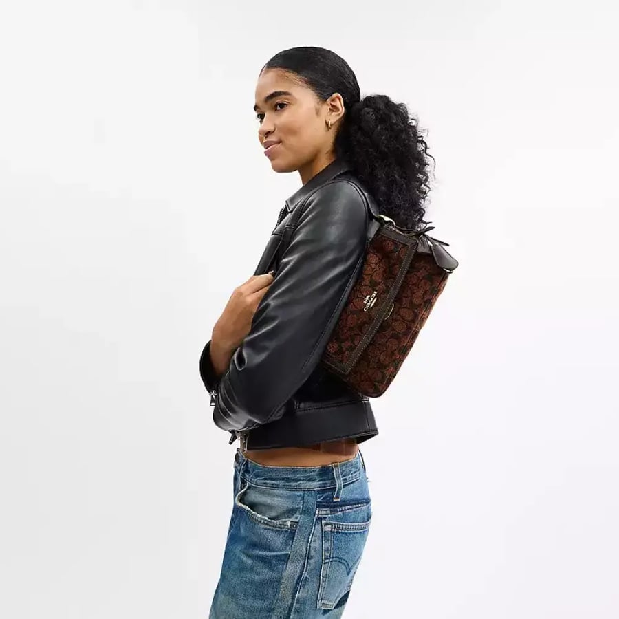 Etta Small Flap Shoulder Bag In Signature Chenille