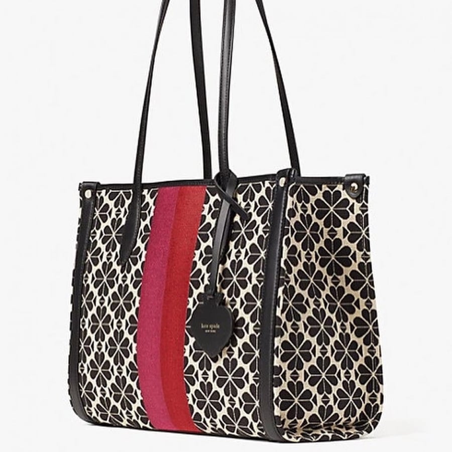 Spade flower jacquard stripe market tote