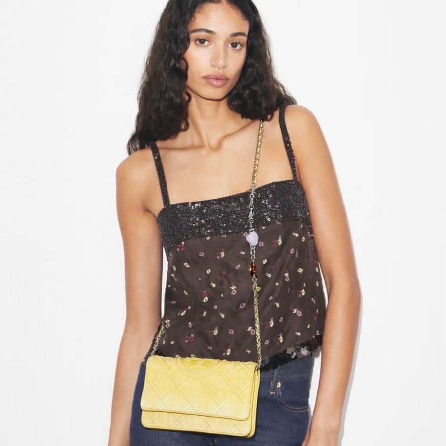 FLEMING DENIM CHARM CHAIN CROSSBODY