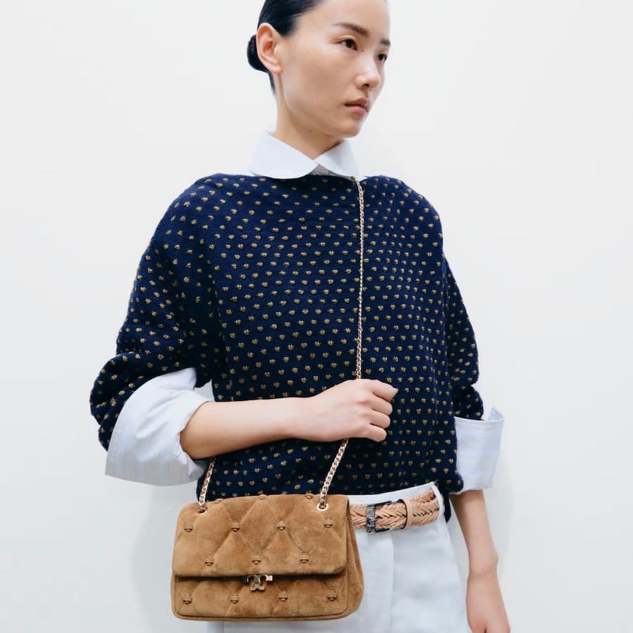 SMALL BUNNY KNOT SUEDE SHOULDER BAG