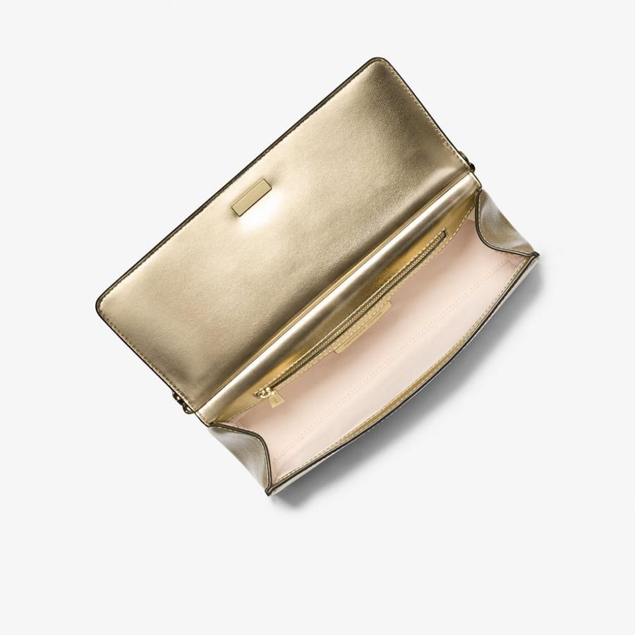 Carmine Medium Metallic Pebbled Leather Pochette