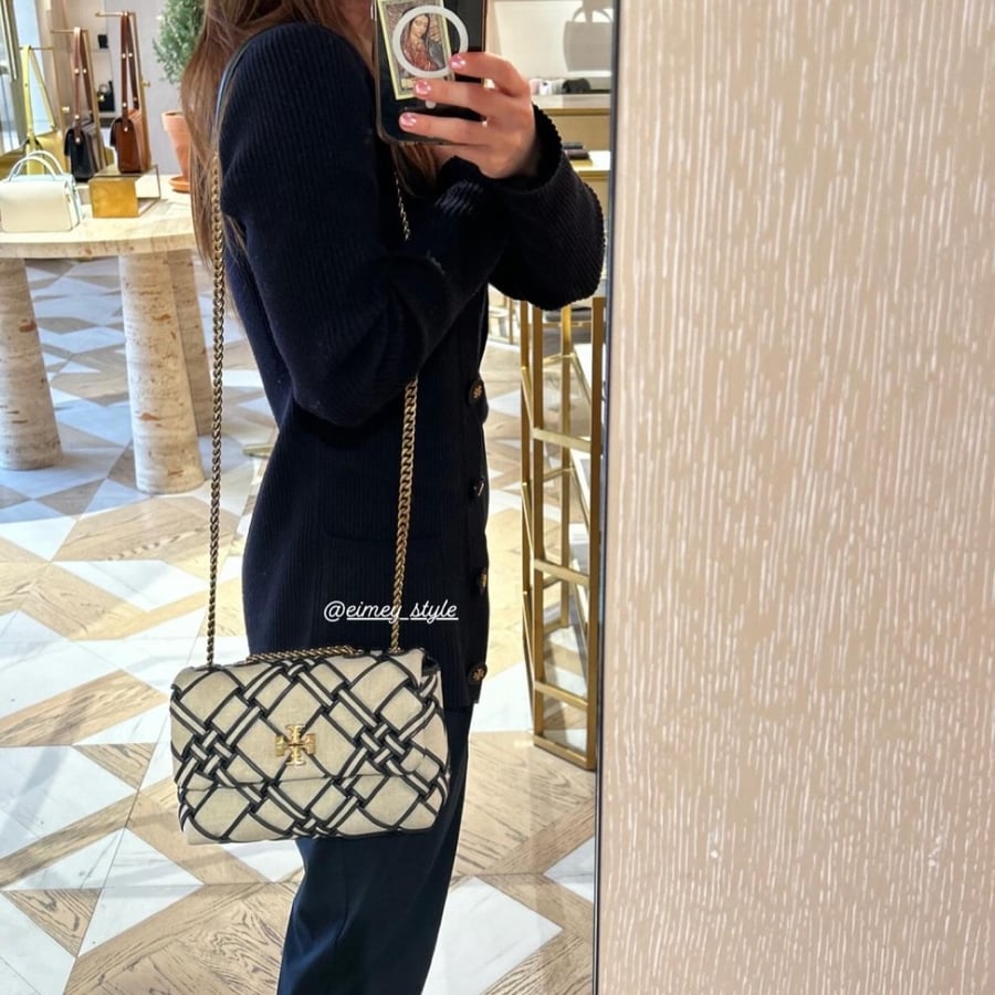 SMALL KIRA WOVEN CANVAS CONVERTIBLE SHOULDER BAG