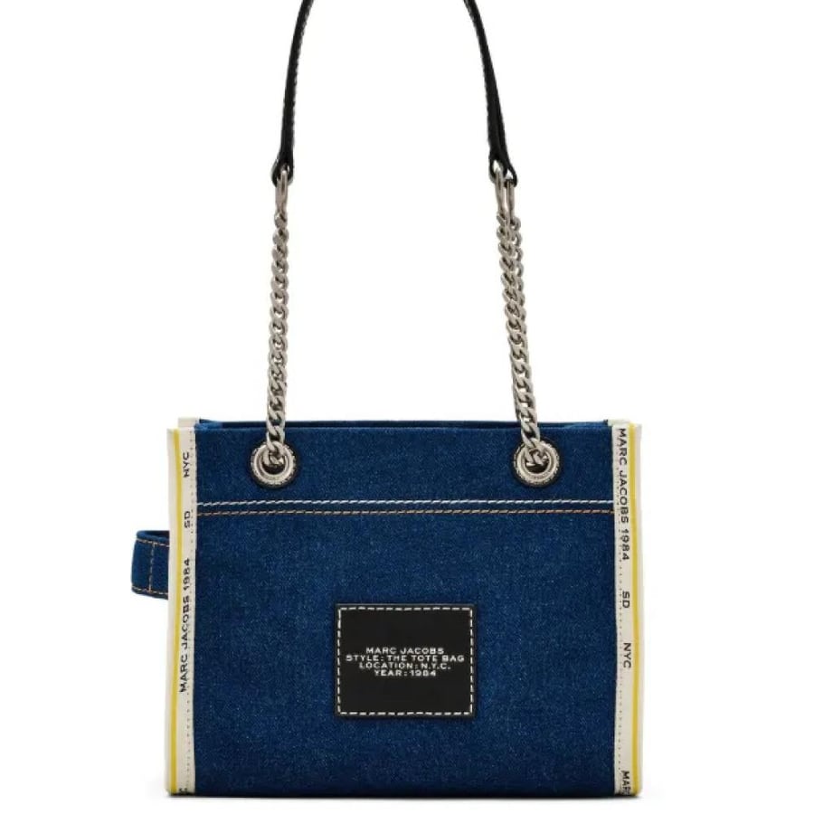 The Denim Chain Small Tote Bag Dark Wash
