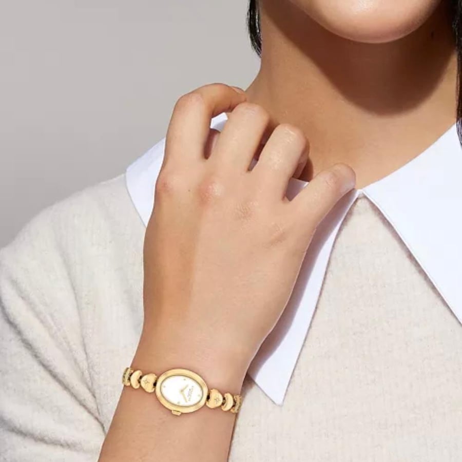 Sammy Gold Tone Stainless Steel Hearts Bracelet Watch