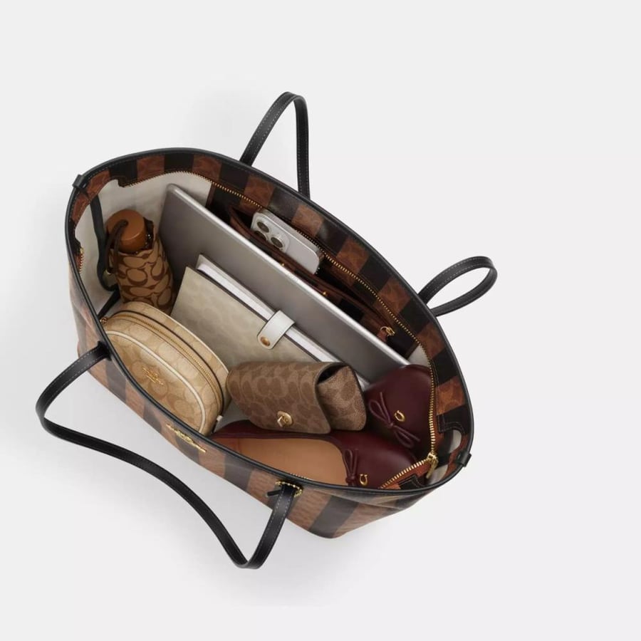 Large City Tote Bag In Signature Canvas With Stripe