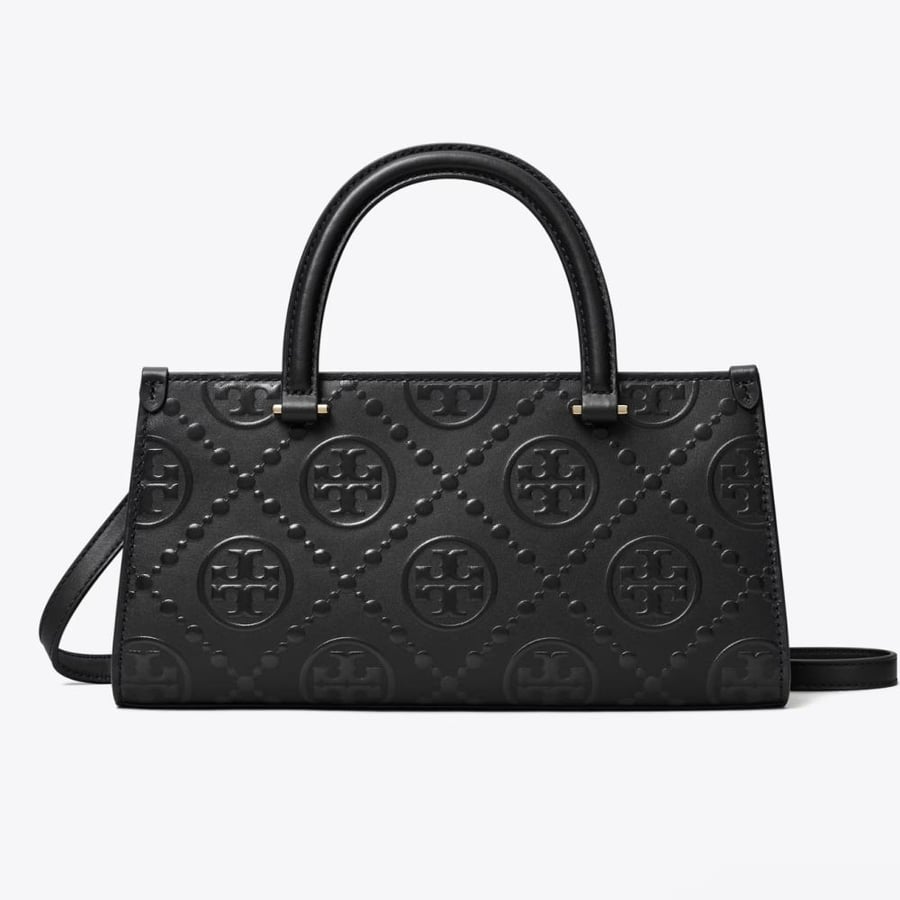 T MONOGRAM EMBOSSED SMALL EAST-WEST TOTE