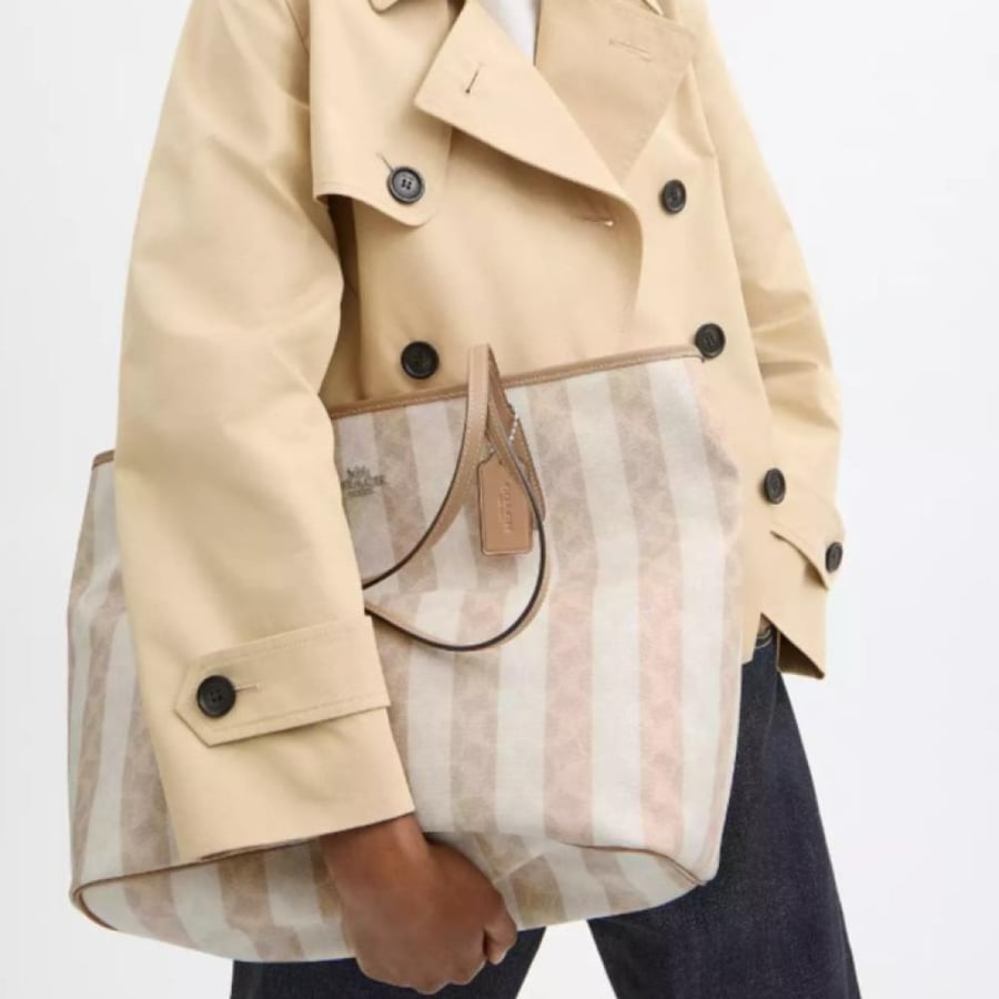 Large City Tote Bag In Signature Canvas With Stripe