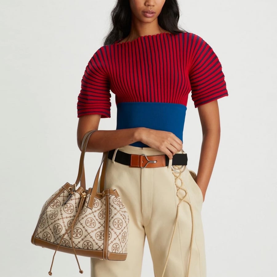 T MONOGRAM JACQUARD SMALL TOTE BAG