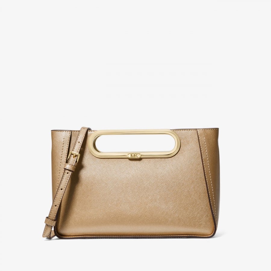 Chelsea Large Metallic Saffiano Leather Convertible Crossbody Bag