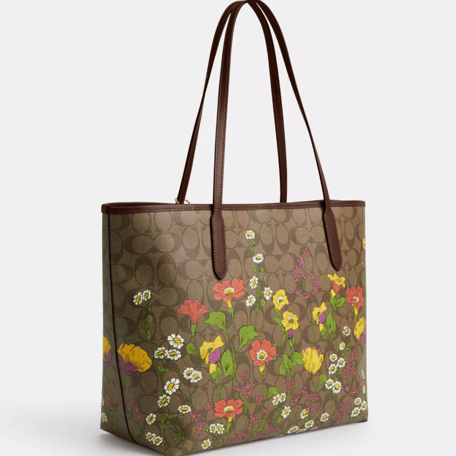 City Tote In Signature Canvas With Floral Print