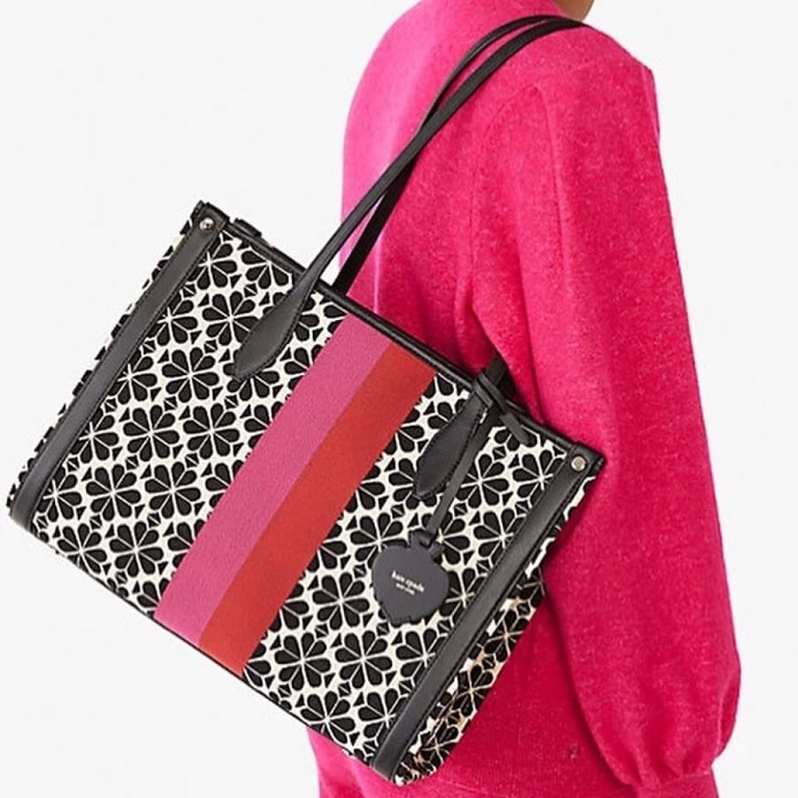 Spade flower jacquard stripe market tote