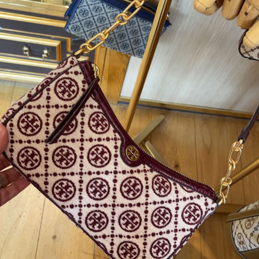 T MONOGRAM CHENILLE STUDIO BAG