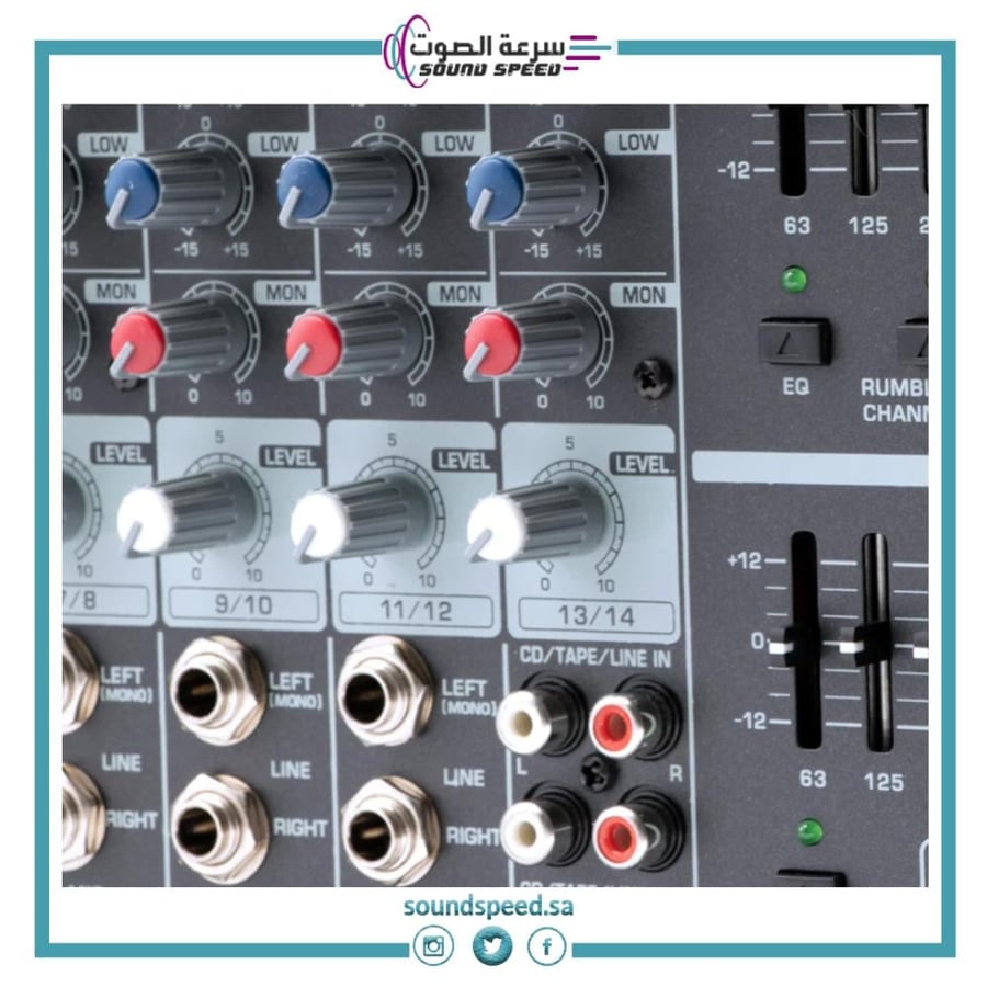 مكسر صوت مضخم احترافي مؤسسة سرعة الصوت للصوتيات MIXER مداخل الميكرفون