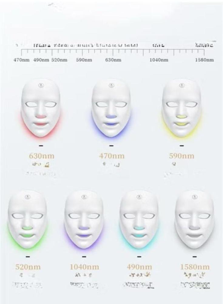 قناع وجه علاج بالضوء LED 7 الوان