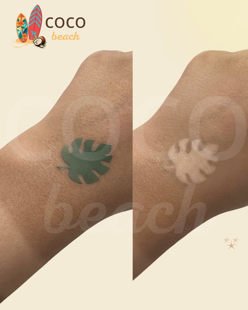استكر تان مخصص شكل ورقة شجر استوائية لتصميم تاتو طبيعي - كوكو بيتش