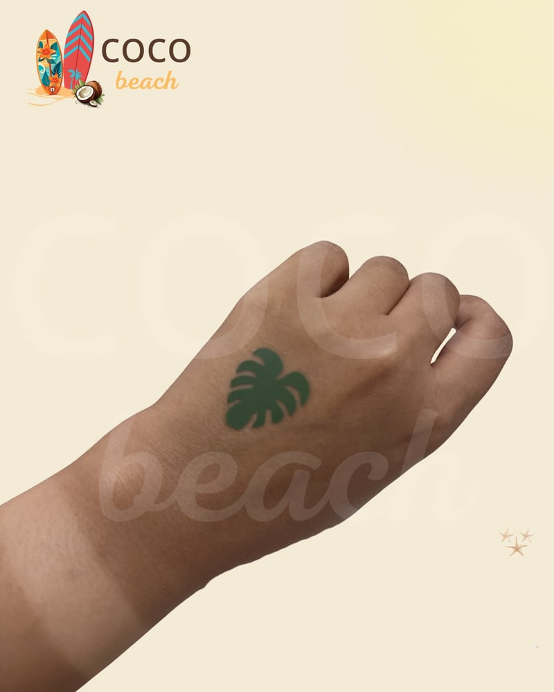 استكر تان مخصص شكل ورقة مونستيرا استوائية لتصميم تاتو طبيعي - كوكو بيت