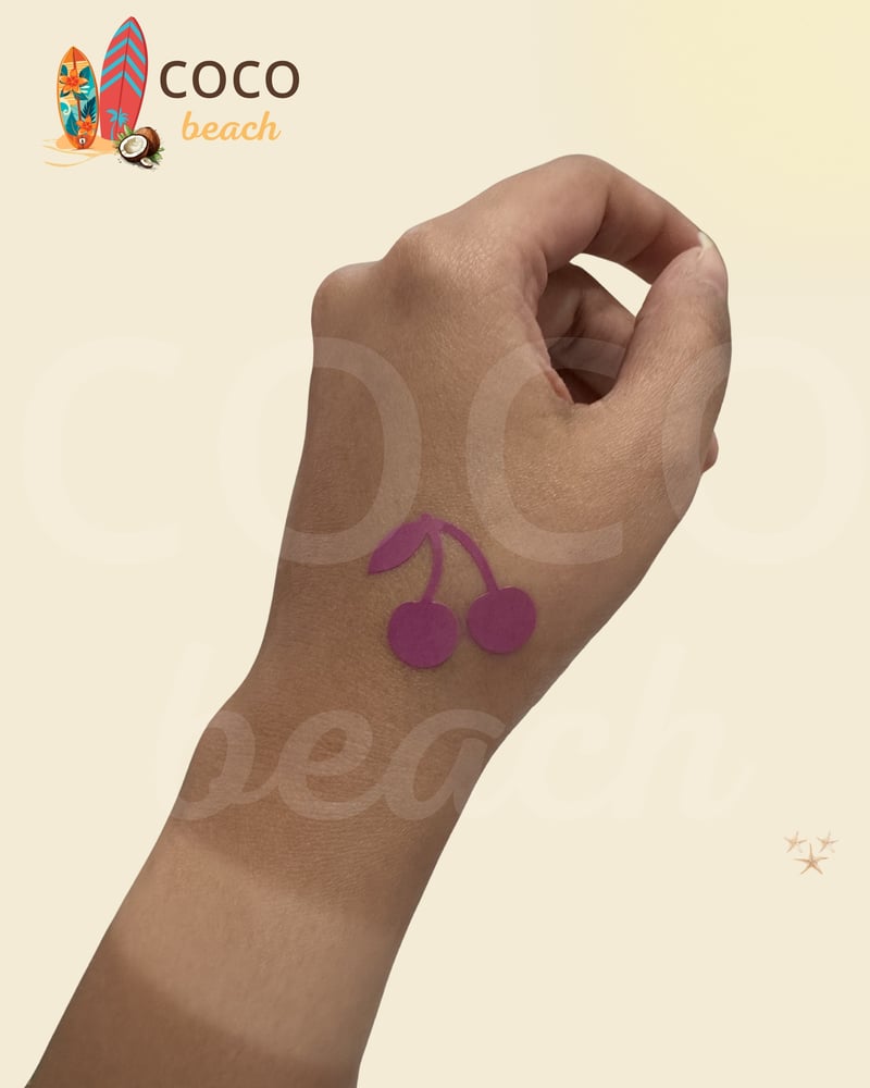 استكر تان مخصص شكل كرز لتصميم تاتو طبيعي ولطيف - كوكو بيتش