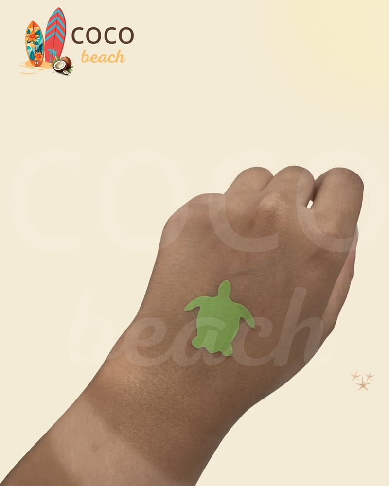 استكر تان مخصص شكل سلحفاة لتصميم تاتو طبيعي وجذاب - كوكو بيتش