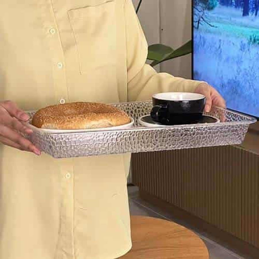 طوفرية اكريلك شفاف بتصميم رائع لتقديم الضيافة بطريقة فاخرة ومميزة