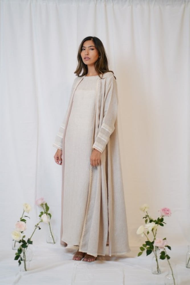 Beige Crochet Linen