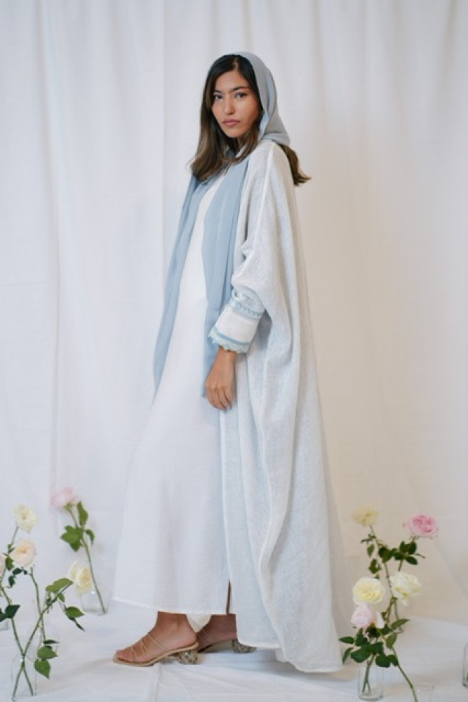 Blue crochet Linen