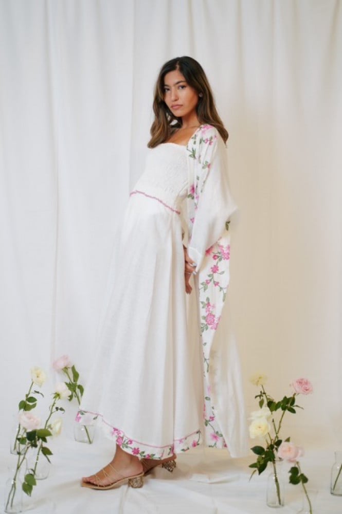 Floral White Abaya set