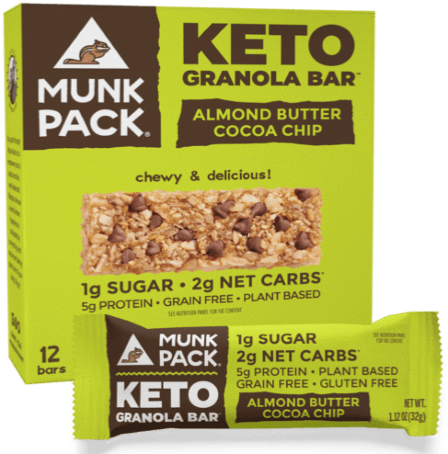 Protein granola bar with almond butter and chocolate pieces