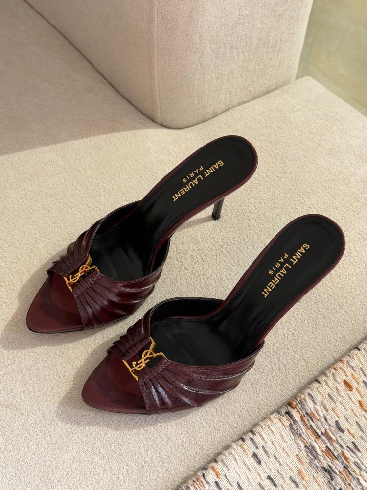 Saint Laurent YSL Pleated Mules Heels