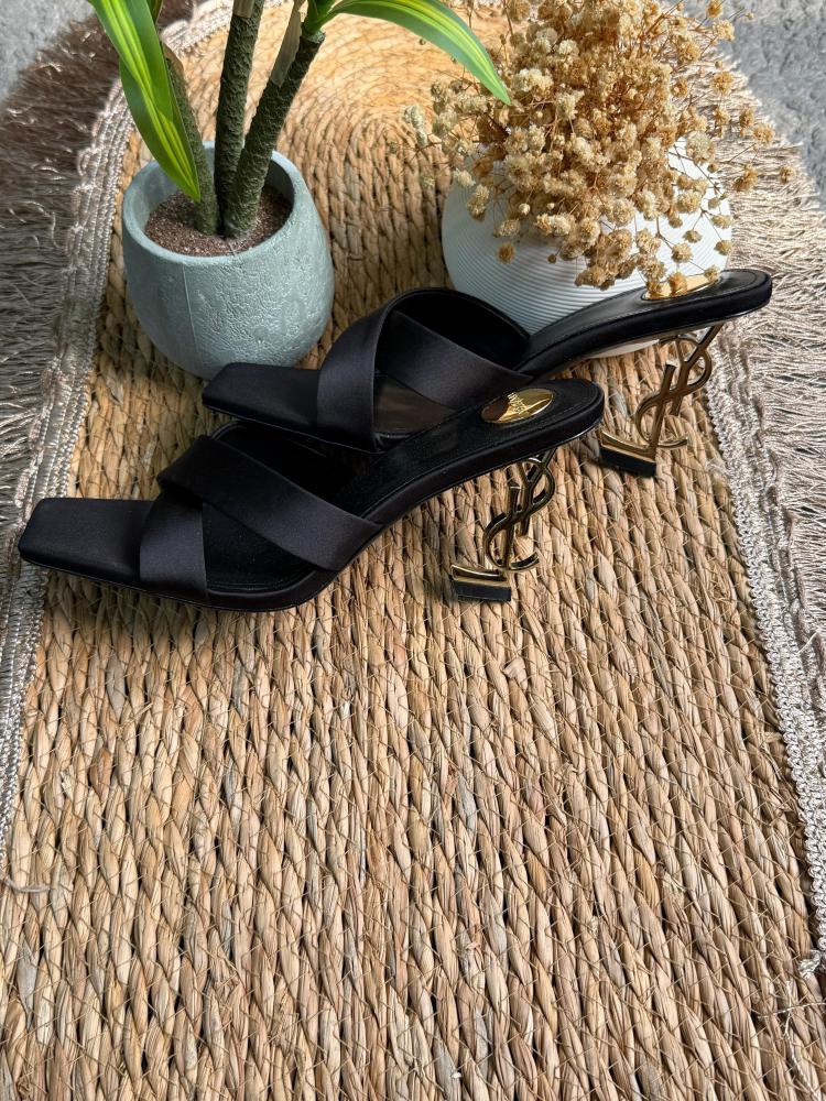 Saint Laurent YSL Logo Heel Slide Sandals