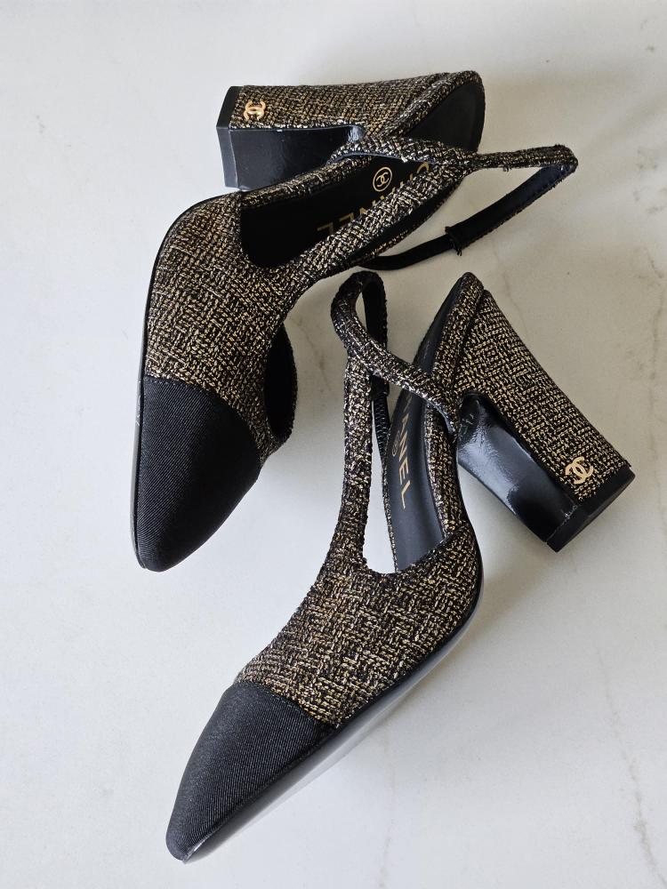 Chanel Slingback Tweed Heels