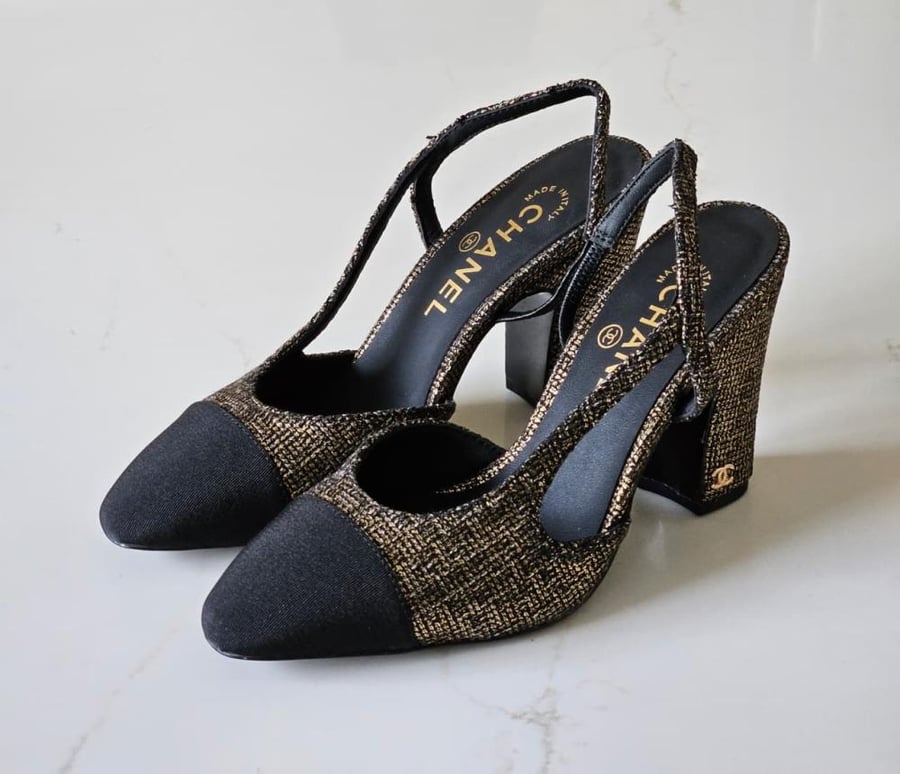 Chanel Slingback Tweed Heels