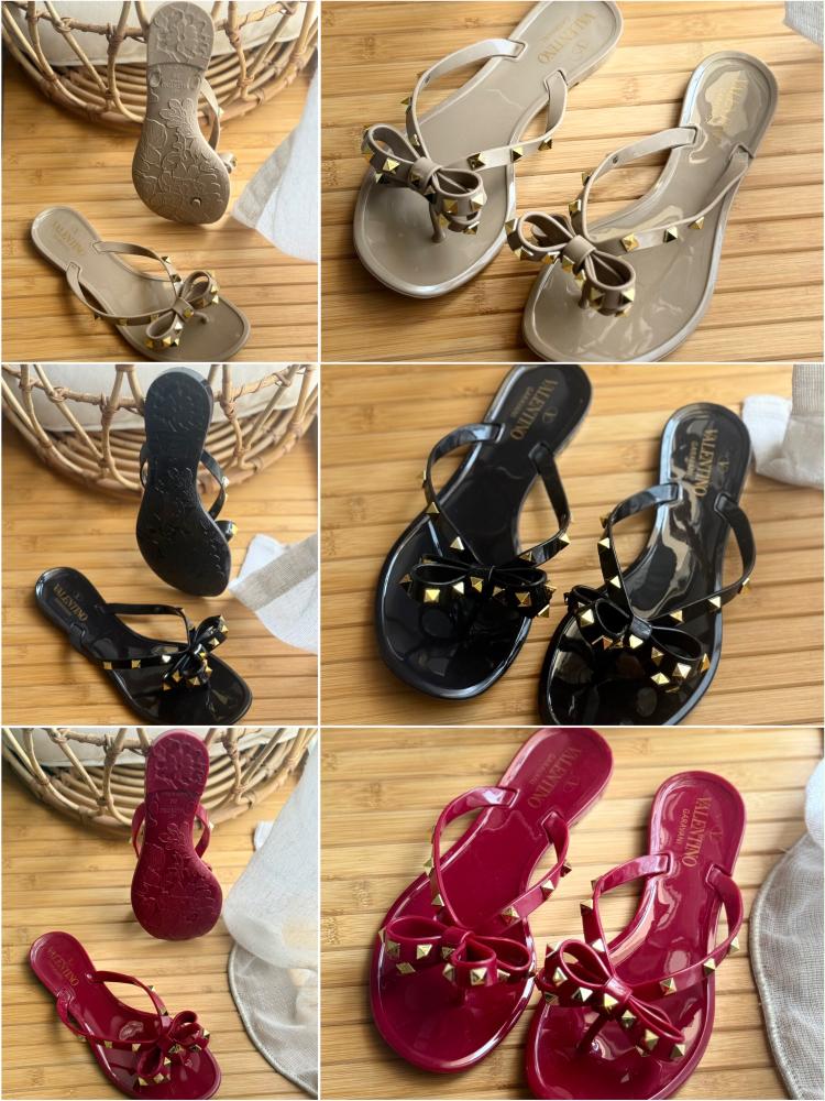 Valentino Rockstud Bow Jelly Thong Sandal