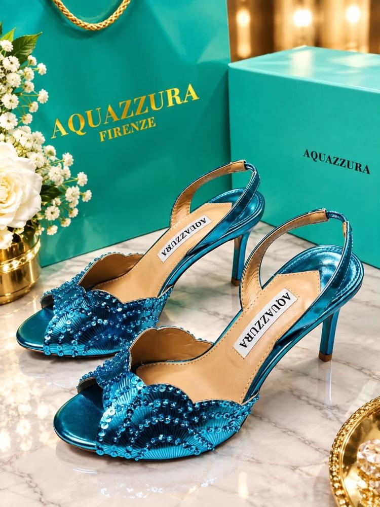 Aquazzura Mermaid Scallop Beaded Sandal 9cm