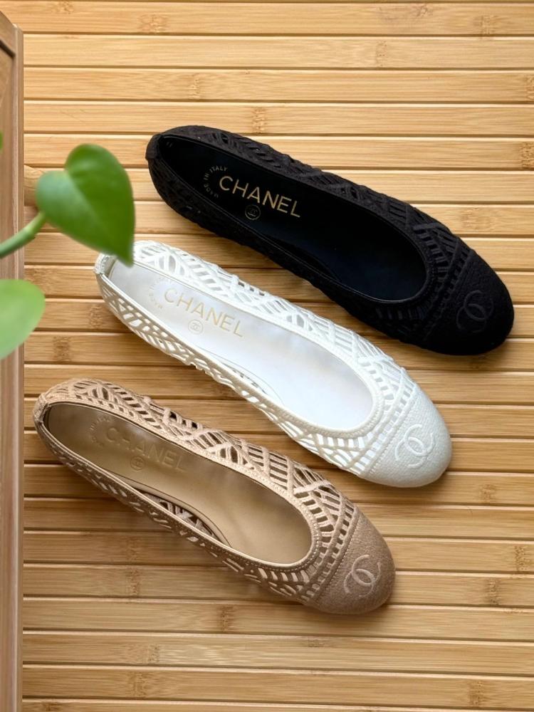 Chanel Lace Knit Ballet Flats