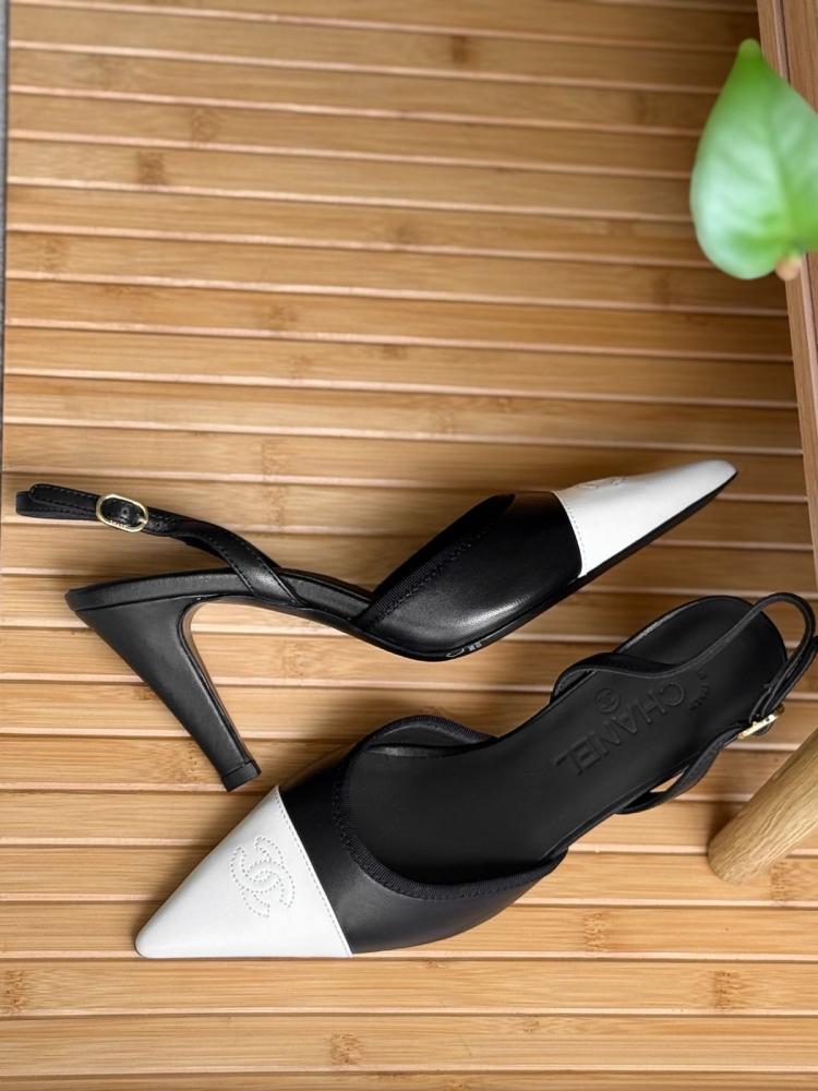 Chanel Two Tone Slingback Heels