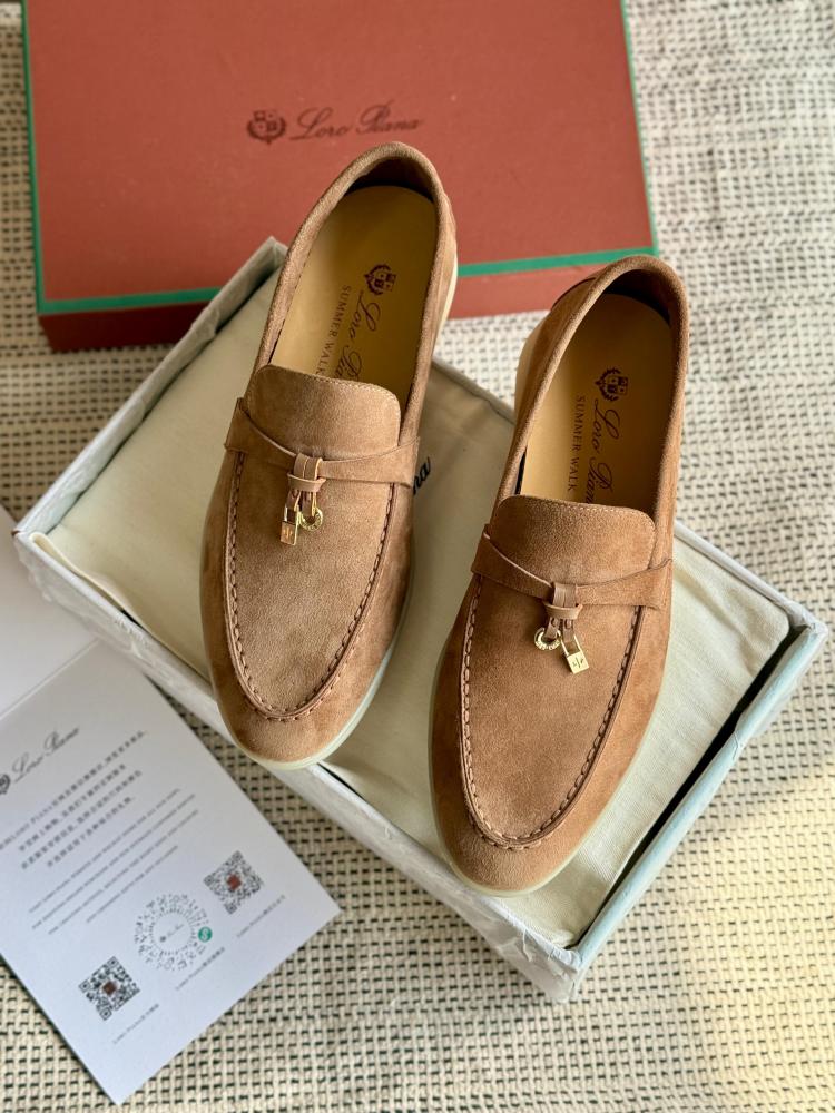 Loro Piana Summer Walk Suede Loafers – Camel