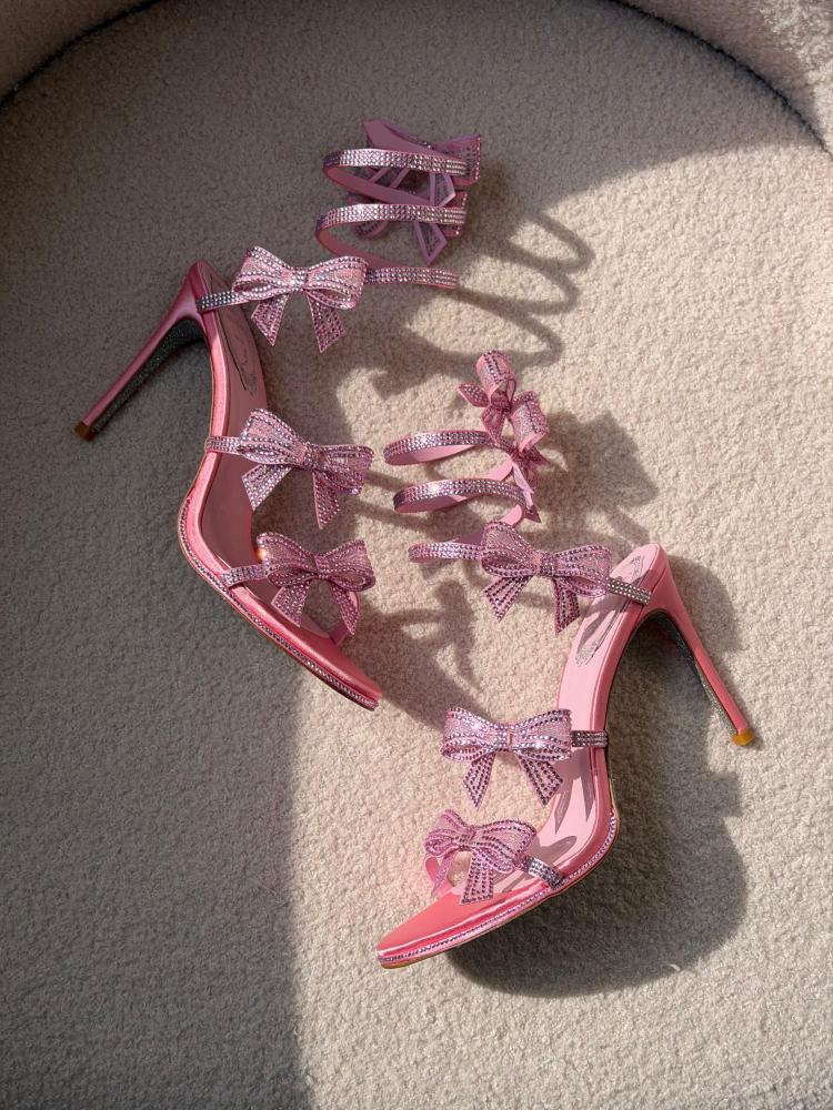 Red Reina Crystal Bow Heels