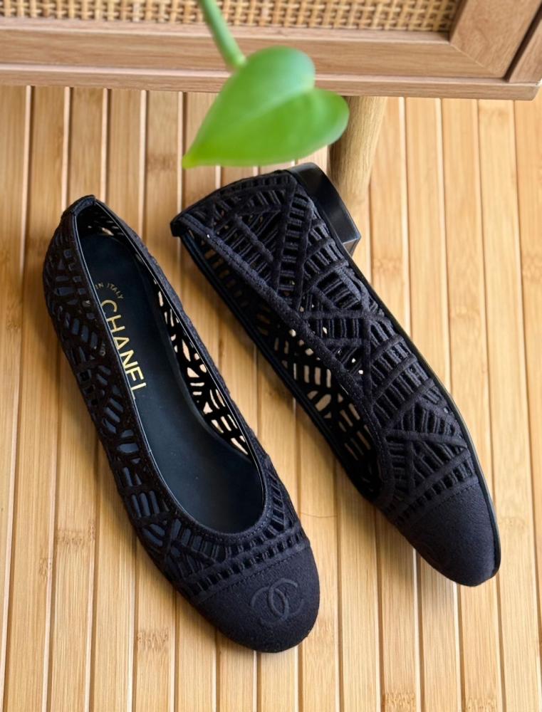 Chanel Lace Knit Ballet Flats