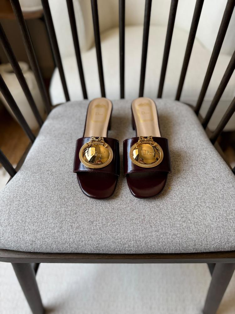 Dior Gold Medallion Block Heel Mule