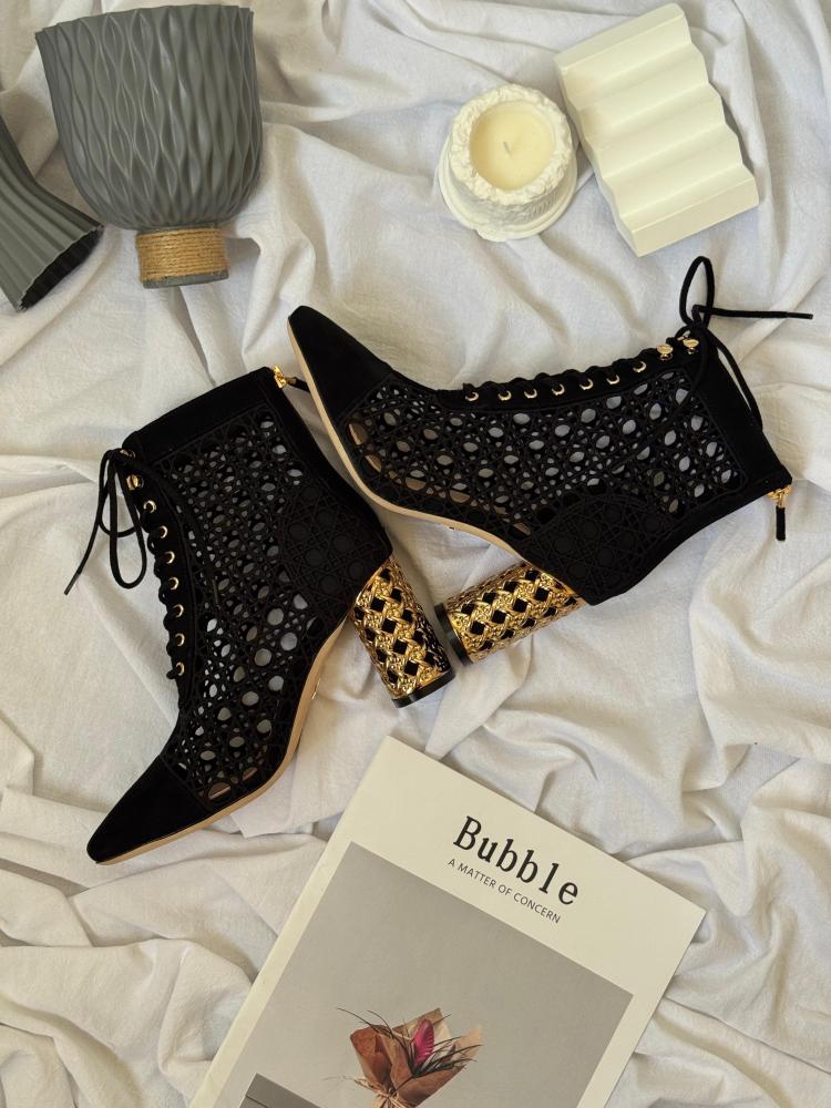 Dior Mesh Ankle Boots with Gold Heel