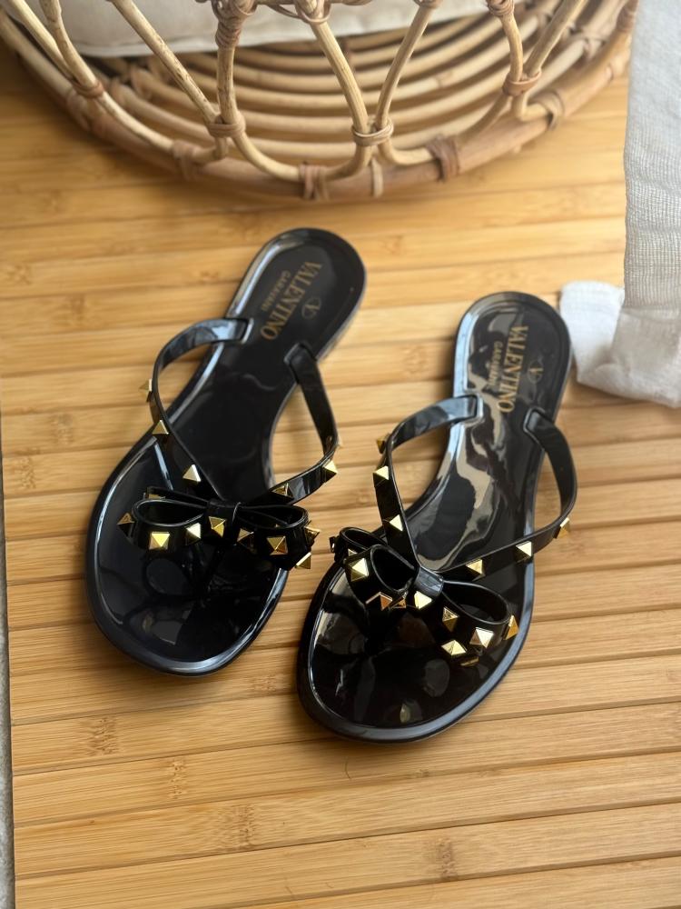 Valentino Rockstud Bow Jelly Thong Sandal